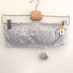Bra lace pearl gray NEW padded removable straps M